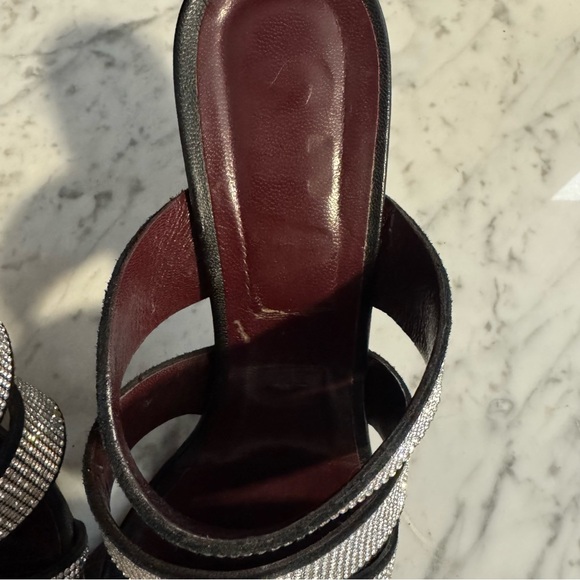 Staud Sonny Rhinestone Sandals Black Multi Strap Slides Heels Size EU 38 8 US - Picture 3 of 11